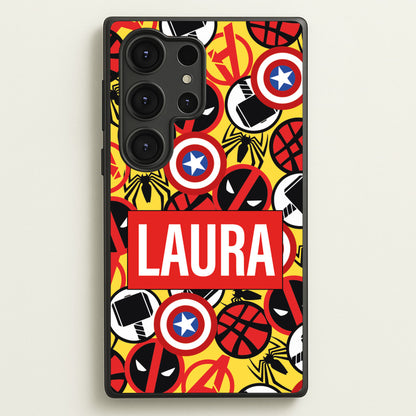 Collage - Personalised Superhero Comic  - Marvel Phone Case for Galaxy S25 Ultra