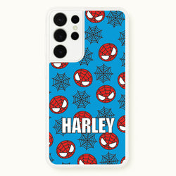 Spiderman And Webs - Personalised Superhero Comic  - Marvel Phone Case for Galaxy S21 Ultra