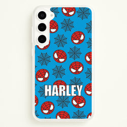 Spiderman And Webs - Personalised Superhero Comic  - Marvel Phone Case for Galaxy S23