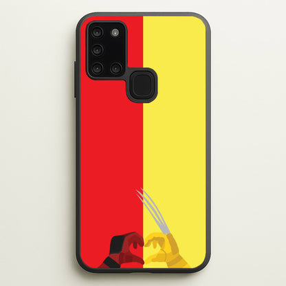 Red And Yellow Heroes Love Heart  - Marvel Phone Case for Galaxy A21s