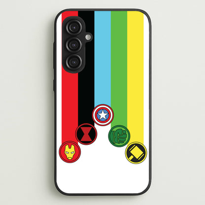 Superhero Team Colourful Symbols   - Marvel Phone Case for Galaxy S23FE
