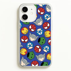 Cute Chibi Heroes Pattern Blue  - Marvel Phone Case for iPhone 11