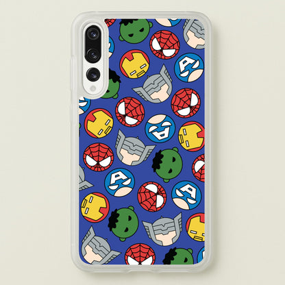 Cute Chibi Heroes Pattern Blue  - Marvel Phone Case for Huawei P20 Pro
