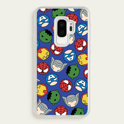 Cute Chibi Heroes Pattern Blue  - Marvel Phone Case for Galaxy S9 Plus