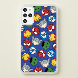 Cute Chibi Heroes Pattern Blue  - Marvel Phone Case for Galaxy S20 Plus