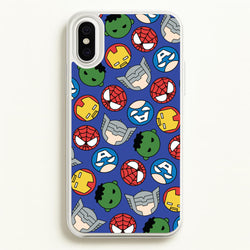 Cute Chibi Heroes Pattern Blue  - Marvel Phone Case for iPhone XS Max