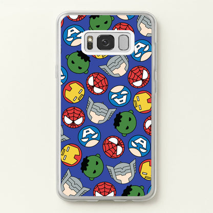 Cute Chibi Heroes Pattern Blue  - Marvel Phone Case for Galaxy S8 Plus