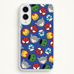 Cute Chibi Heroes Pattern Blue  - Marvel Phone Case for Galaxy S25 Edge