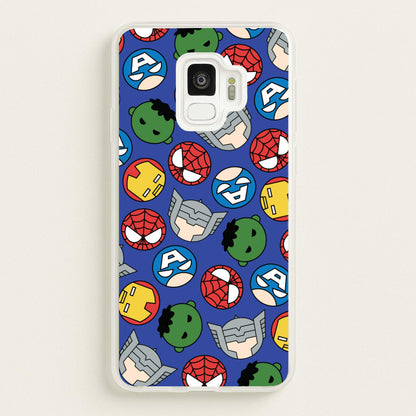 Cute Chibi Heroes Pattern Blue  - Marvel Phone Case for Galaxy S9