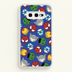 Cute Chibi Heroes Pattern Blue  - Marvel Phone Case for Galaxy S10e