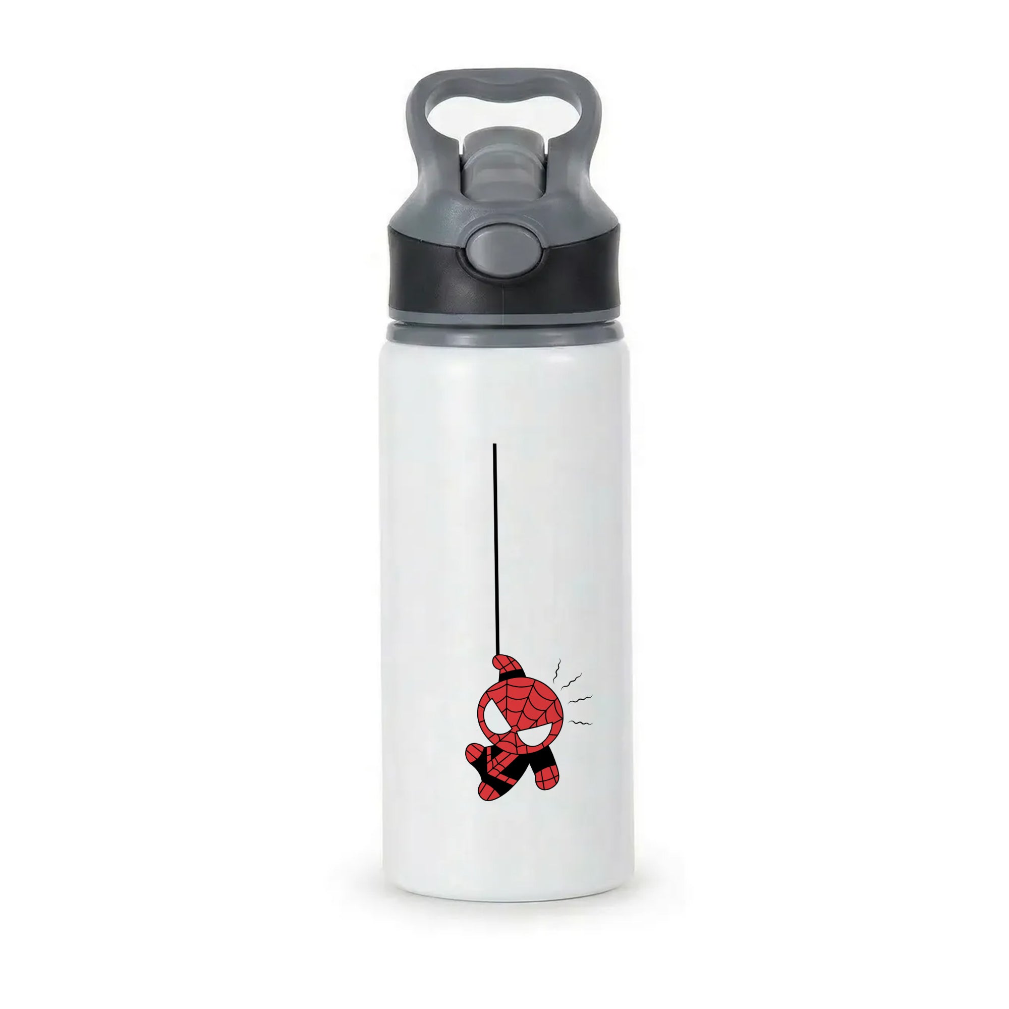 Gray Hanging Spider Hero Active Water Bottle - Black