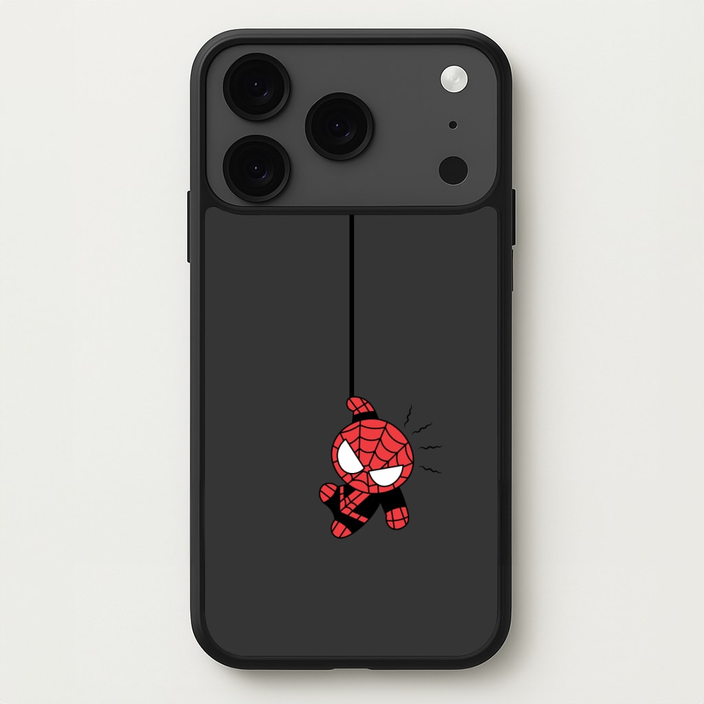 Gray Hanging Spider Hero Phone Case for iPhone 17 Pro Max