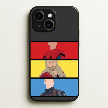 Superhero Team Red, Yellow And Blue  - Marvel Phone Case for iPhone 15 Plus