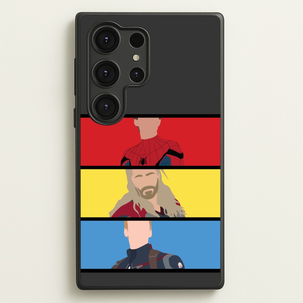 Superhero Team Red, Yellow And Blue  - Marvel Phone Case for Galaxy S25 Ultra