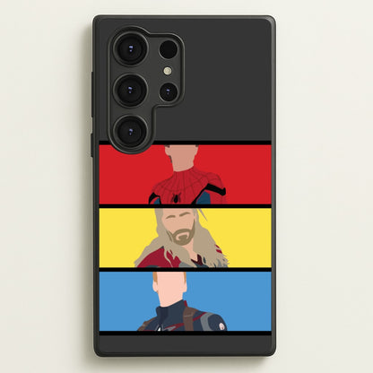 Superhero Team Red, Yellow And Blue  - Marvel Phone Case for Galaxy S25 Ultra