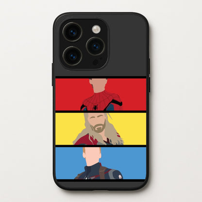 Superhero Team Red, Yellow And Blue  - Marvel Phone Case for iPhone 15 Pro