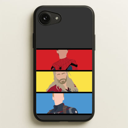 Superhero Team Red, Yellow And Blue  - Marvel Phone Case for iPhone 16e