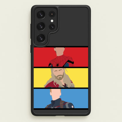 Superhero Team Red, Yellow And Blue  - Marvel Phone Case for Galaxy S22 Ultra