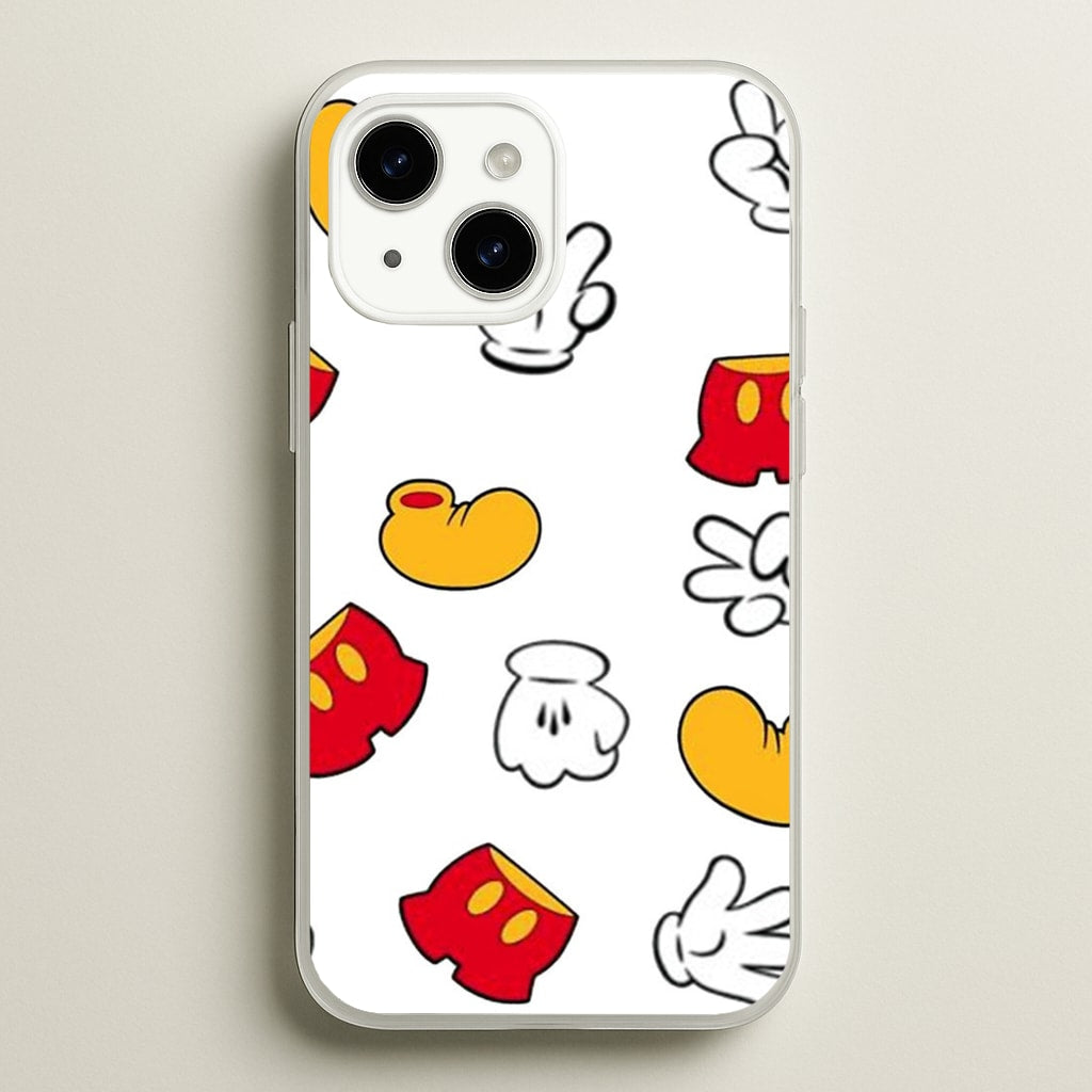 Mouse Gloves, Shorts and Shoes  - Disney Phone Case for iPhone 14