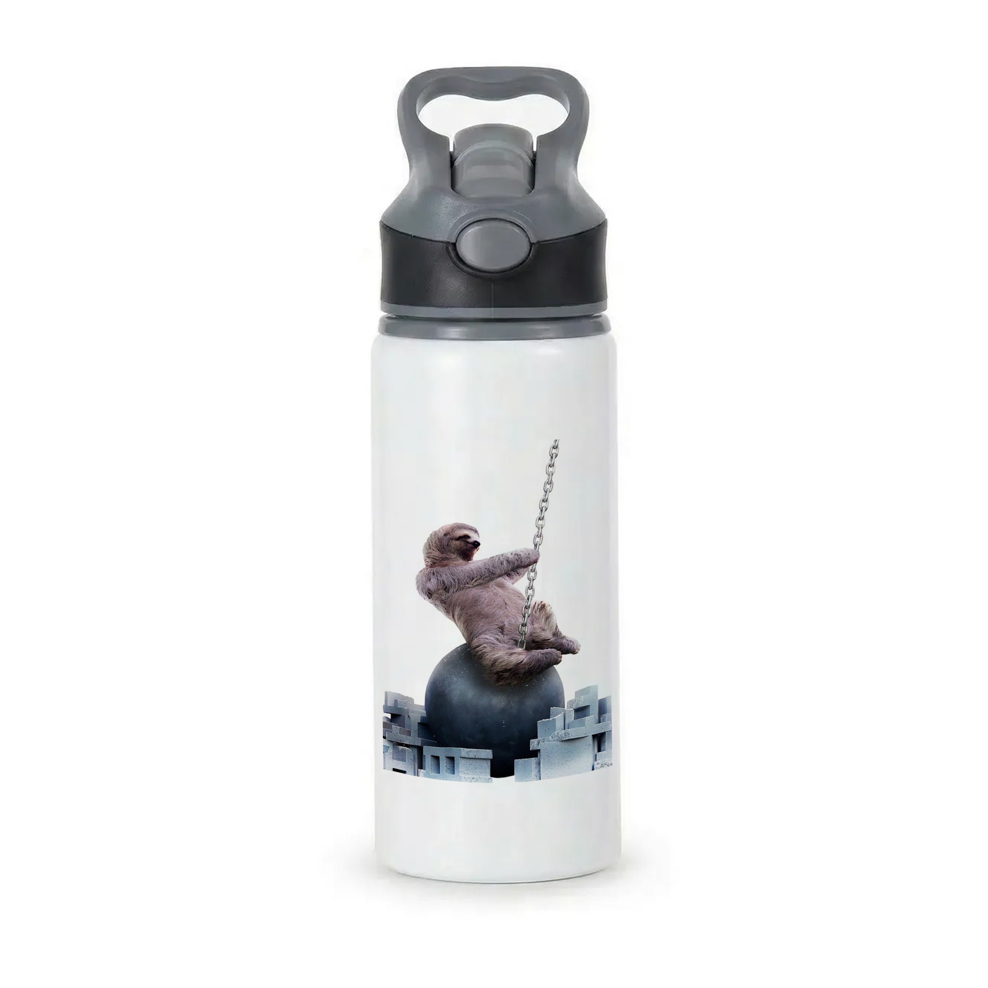 Wrecking Ball Sloth Active Water Bottle - Black