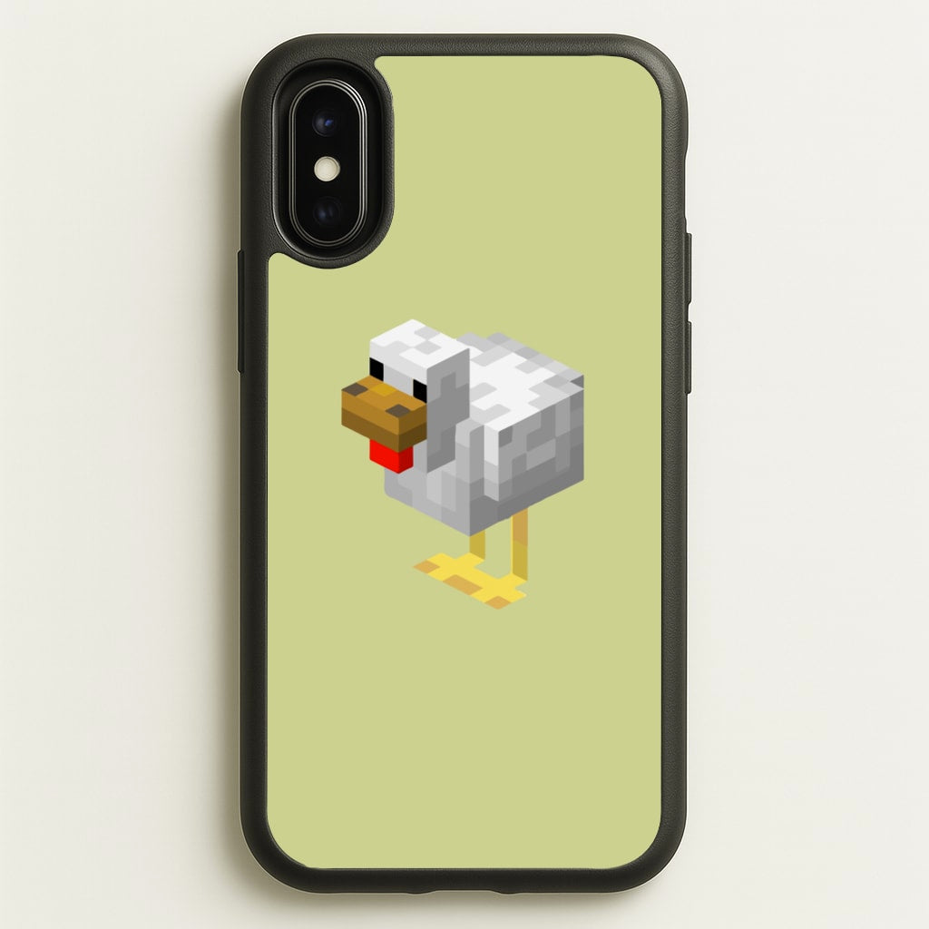 Mining Chicken  - Minecraft Phone Case for iPhone X / XS