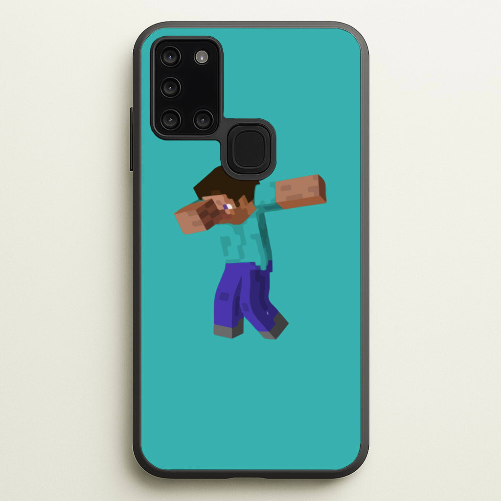 Steve Dab - Mining  - Minecraft Phone Case for Galaxy A21s