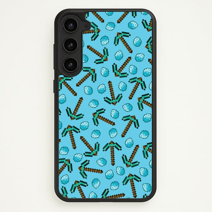 Diamond Axe Pattern  - Minecraft Phone Case for Galaxy S23