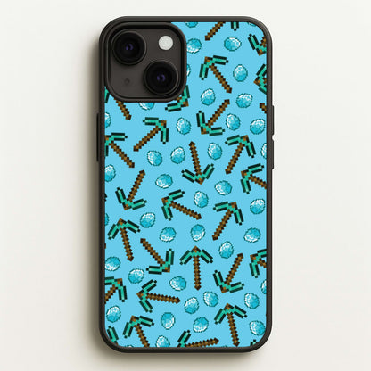 Diamond Axe Pattern  - Minecraft Phone Case for iPhone 13 Mini