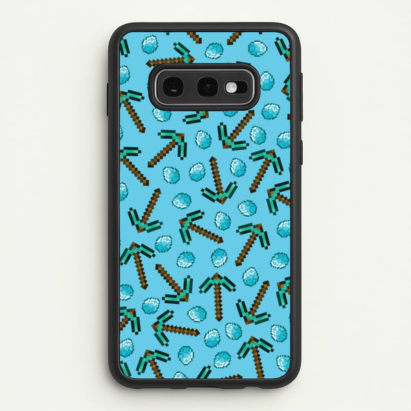 Diamond Axe Pattern  - Minecraft Phone Case for Galaxy S10e