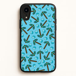 Diamond Axe Pattern  - Minecraft Phone Case for iPhone XR
