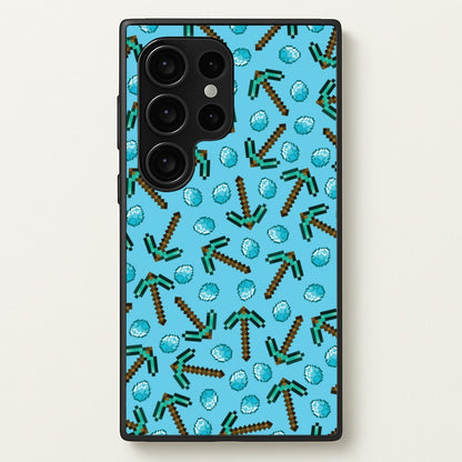 Diamond Axe Pattern  - Minecraft Phone Case for Galaxy S24 Ultra