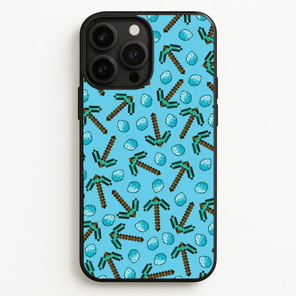 Diamond Axe Pattern  - Minecraft Phone Case for iPhone 13 Pro Max