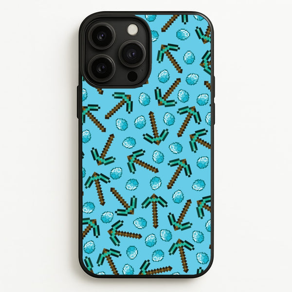 Diamond Axe Pattern  - Minecraft Phone Case for iPhone 13 Pro Max