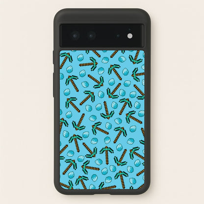 Diamond Axe Pattern  - Minecraft Phone Case for Google Pixel 6