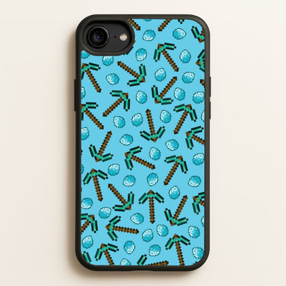 Diamond Axe Pattern  - Minecraft Phone Case for iPhone 6 / 7 / 8 / SE