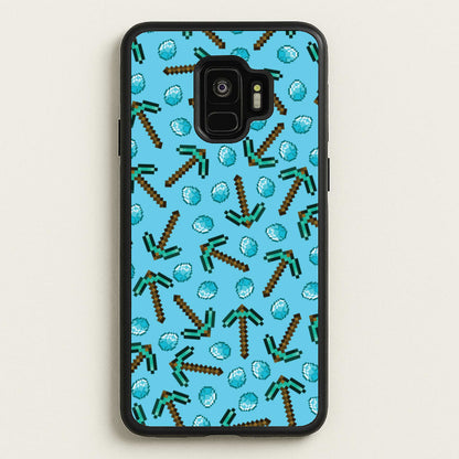 Diamond Axe Pattern  - Minecraft Phone Case for Galaxy S9