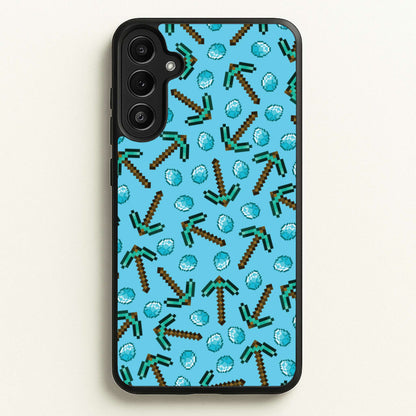 Diamond Axe Pattern  - Minecraft Phone Case for Galaxy A36