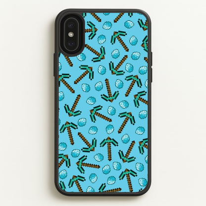 Diamond Axe Pattern  - Minecraft Phone Case for iPhone XS Max