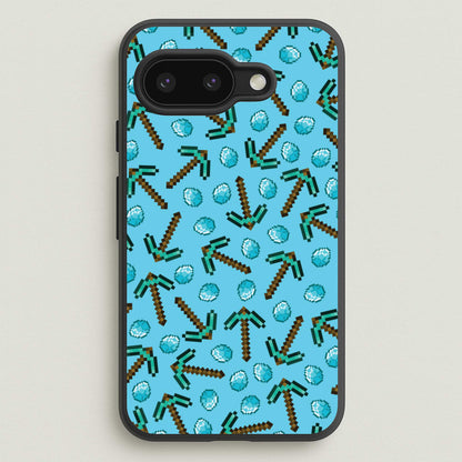 Diamond Axe Pattern  - Minecraft Phone Case for Google Pixel 9a