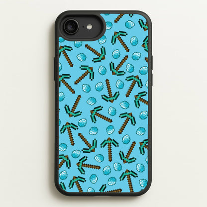 Diamond Axe Pattern  - Minecraft Phone Case for iPhone 6 Plus / 7 Plus / 8 Plus