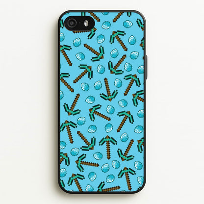 Diamond Axe Pattern  - Minecraft Phone Case for iPhone 5 / 5s / SE 2016