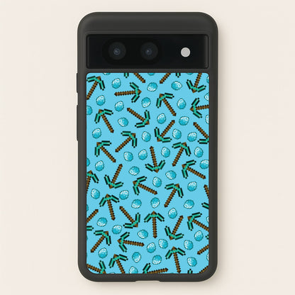 Diamond Axe Pattern  - Minecraft Phone Case for Google Pixel 8a