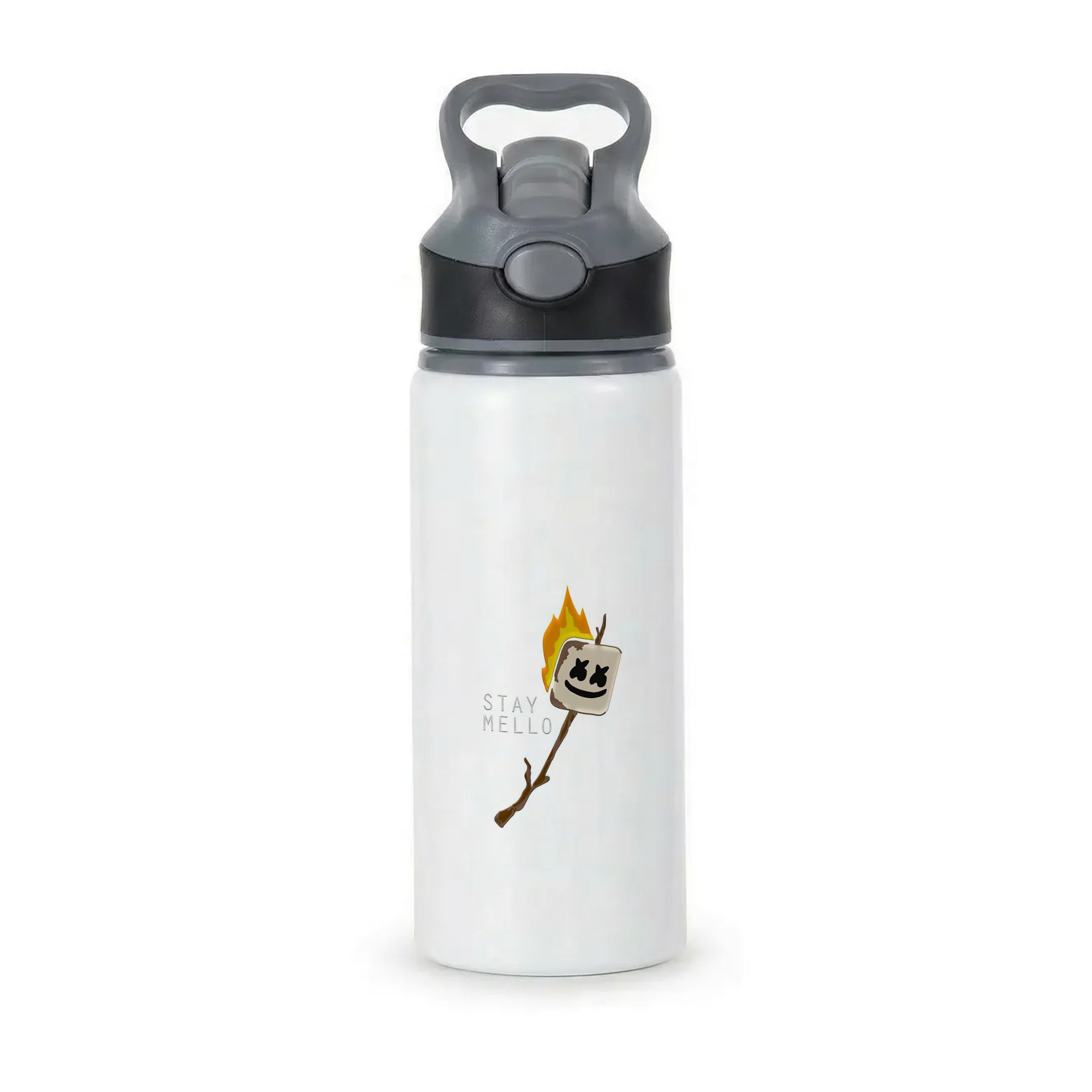 Stay Mello White Helmet DJw - White Helmet DJ Active Water Bottle - Black