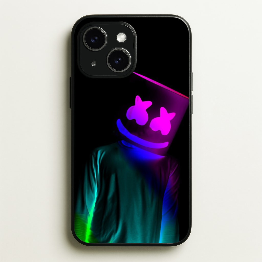 White Helmet DJ In Lights  - Marshmello Phone Case for iPhone 14 Plus