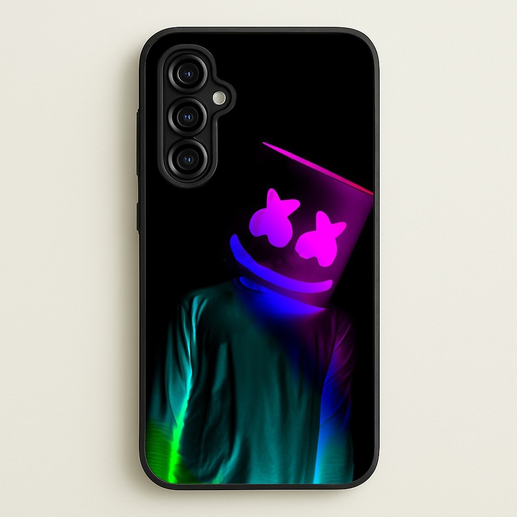 White Helmet DJ In Lights  - Marshmello Phone Case for Galaxy A54