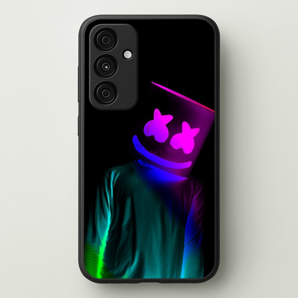 White Helmet DJ In Lights  - Marshmello Phone Case for Galaxy A15