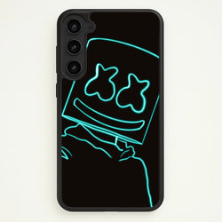 Black White Helmet DJ Neon  - Marshmello Phone Case for Galaxy S23 Plus