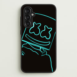 Black White Helmet DJ Neon  - Marshmello Phone Case for Galaxy A14