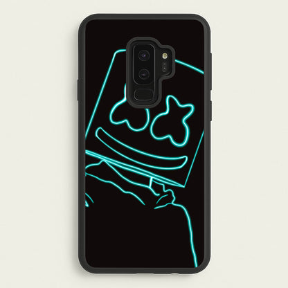 Black White Helmet DJ Neon  - Marshmello Phone Case for Galaxy S9 Plus
