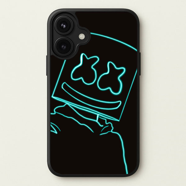 Black White Helmet DJ Neon Phone Case for iPhone 17